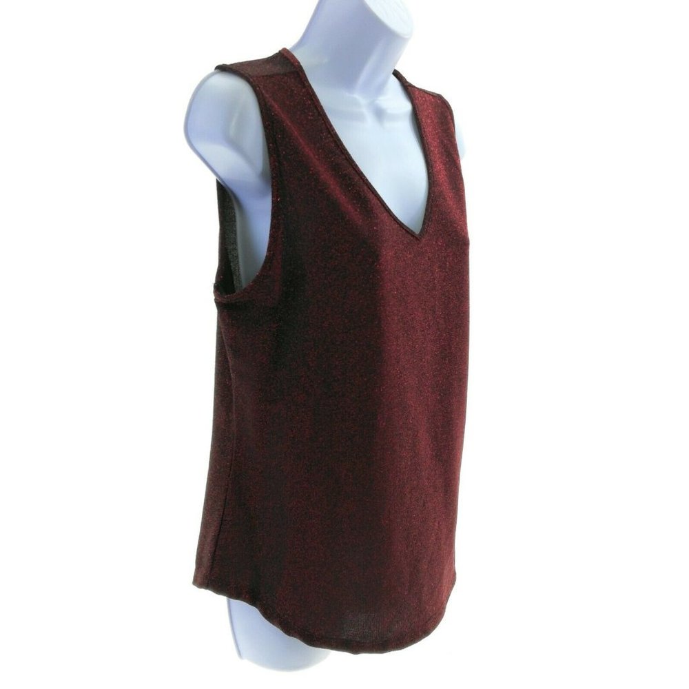 Knapp Studio Women's Red and Black Metallic Sleeveless Top Size Medium - Picture 2 of 3